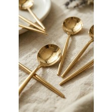 TKÇ 6'lı Lüks Gold Paslanmaz Çelik Çay Kaşığı Seti (13 Cm)