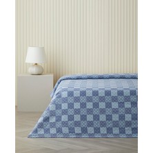 English Home Azule Baskılı Pamuklu Çift Kişilik Pike 200x220 cm Mavi