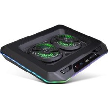 Gaming GT200 Laptop Soğutucu Notebook Stand, 3000 Rpm,10 Rgb Işık Kontrolü, 15.6-17 Inch, Hız Kontrolü, 2 Büyük Fan,telefon Standı, 1 Type-C Usb,1 USB