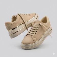Kindep (Park Moda) Bağcıklı Günlük Kadın Ayakkabı Bej