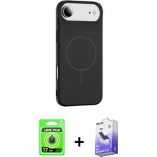 Pileli Store Pilelistore™ iPhone 17 Air Kılıf Yankı Form Serisi - Siyah Bilvis 5in1 5d Magic Hayalet Cam Ekran Koruyucu + Raze Metal Kamera Lens - Mı