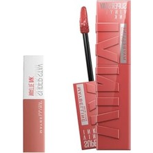 MarkEntegra Maybelline New York Super Stay Vinyl Ink Uzun Süre Kalıcı Likit Parlak Ruj 15 Peachy & Mini Super Stay Matte Ink Likit Mat Ruj 65 Seductress Makyaj Seti