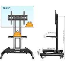 Nb AVA1500-60-1P LCD LED OLED Plazma Düz Panel Ekranlar Için 32-75 Inch Tuv Sertifikalı Tekerlekli Profosyonel Tv Sehpası