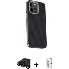 Pileli Store Pilelistore™ iPhone 15 Pro Kılıf Kıvılcım Modern Özel Seri - Siyah Bilvis 0.18MM Plus Cam Ekran Koruyucu + Raze Metal Kamera Lens - Sh