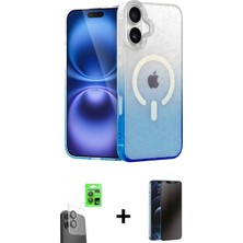 İlk El Grup Pilelistore™ iPhone 16 Plus Kılıf Eksen Minimal Özel Seri - Siyah 3D Antistatik Hayalet Cam Ekran Koruyucu + Raze Metal Kamera Lens - Sh