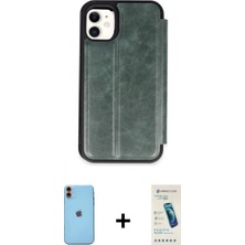 Pileli Store Pilelistore™ iPhone 11 Kılıf Zirve Yansıma Serisi - Şeffaf Pasifik Cam Ekran Koruyucu + Neon Fosforlu Kamera Lens - Tu