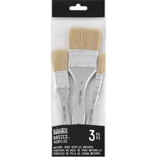 Liquitex 3699370 Fırça Seti, Için, 3 Düz Fırça 1/2", 1" 2" Kısa Saplı, Uzun Ömürlü, Şeklini Koruyan