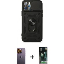 Pileli Store Pilelistore™ iPhone 12 Pro Kılıf Ahenk Klasik - Şeffaf 360 Full Body Arka Koruyucu + Neon Fosforlu Kamera Lens - Sı