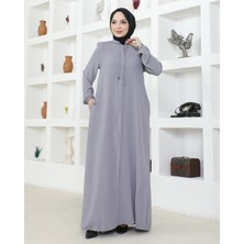 Nevayla Moda Salaş Kesim Aerobin Kumaş Ferace / Gri - F137