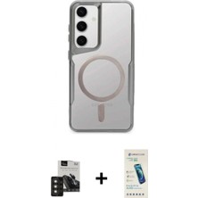 Pileli Store Pilelistore™ Galaxy S24 Kılıf Yadigar Klasik Özel Seri - Şeffaf Pasifik Cam Ekran Koruyucu + Pvd Metal Kamera Lens - Tngı