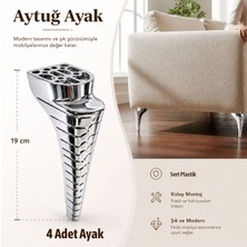 Badem10 Aytuğ Lazio Krom Sert Plastik Mobilya Ayağı 4 Adet 19 cm Koltuk Dolap Sehpa Ayağı Modeli