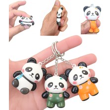LRS Store 3'lü Panda Squishy Seti 🐼 | Stres Atan Yumuşacık Sukuşi Figür Anahtarlıklar Çanta Süs