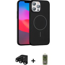 Pileli Store Pilelistore™ iPhone 15 Pro Max Kılıf Siluet Doku Özel Seri - Siyah Joko Magic 5d Hayalet Cam + Raze Metal Kamera Lens - Sh