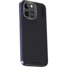 Durukar®  iPhone 15 Pro Max Kılıf Aramid 600D Kevlar Karbon Fiber Magsafe Kapak - Lacivert