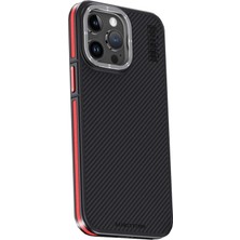 Durukar®  iPhone 15 Pro Max Kılıf Aramid 600D Kevlar Karbon Fiber Magsafe Kapak - Kırmızı