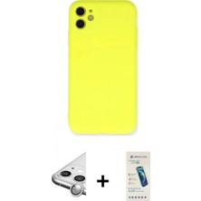 İlk El Grup Pilelistore™ iPhone 11 Kılıf Ahenk Serisi - Şeffaf Pasifik Cam Ekran Koruyucu + Raze Metal Kamera Lens - Gs
