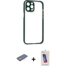 Pileli Store Pilelistore™ iPhone 12 Pro Max Kılıf Nova Asil Özel Seri - Siyah Joko 5d Cam + Renkli Kamera Lens Koruma Cam - Sı