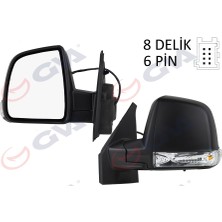 GVA Depomix Diş Dikiz Aynasi Sol Doblo 11 Elektrikli Sinyalli Siyah Kapakli Tek Cam Konveks 6 Fiş VM-668EHL