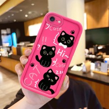 HONTINGA iPhone 7 ile Uyumlu Kılıfı Düşüme Önleyici Basitlik Anti Düşme Kamera Korumali Kedi Desen Gül Kırmızı Yumuşak Silikon Telefon Kılıfı Kadın ve Erkek Için Uygundur K8-0055
