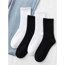 Sky Socks 8'li Ekonomik Paket Siyah Beyaz Pamuklu Unisex Tenis Çorap Seti