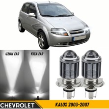 Caralp Chevrolet Kalos 2003-2007 Uyumlu Mercekli Far Ampulü LED Xenon Beyaz Renk Far Şimşek Etkili Csp LED Lamba Uzun Kısa 2 Adet Takım