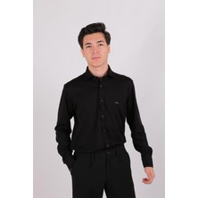Twin Lion Twin Lıon 408 Slimfit Örme Armürlü Düz Gömlek