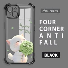 HONTINGA iPhone 15 Plus ile Uyumlu Şeffaf Kılıfı Düşüme Önleyici Basitlik Anti Düşme Kamera Korumali Kedi Desen Yumuşak Silikon Telefon Kılıfı Kadın ve Erkek Için Uygundur K3-0040