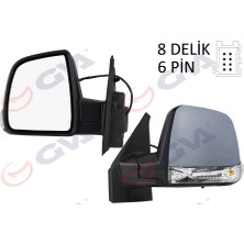 GVA Depomix Diş Dikiz Aynasi Sol Doblo 11 Elektrikli Sinyalli Astarli Tek Camli Konveks 6 Fiş VM-668EHPL