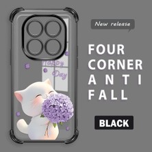 HONTINGA Xiaomi Redmi Note 14 Pro 4g ile Uyumlu Şeffaf Kılıfı Düşüme Önleyici Basitlik Anti Düşme Kamera Korumali Kedi Desen Yumuşak Silikon Telefon Kılıfı Kadın ve Erkek Için Uygundur K3-0041