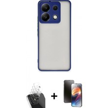 Pileli Store Pilelistore™ Redmi Note 13 Pro 5g Kılıf Ahenk Çizgi Serisi - Siyah 3D Antistatik Mat Seramik Nano Ekran Koruyucu + Kamera Lens Koruma Cam - Sf
