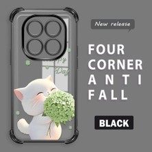 HONTINGA Xiaomi Redmi Note 14 Pro 4g ile Uyumlu Şeffaf Kılıfı Düşüme Önleyici Basitlik Anti Düşme Kamera Korumali Kedi Desen Yumuşak Silikon Telefon Kılıfı Kadın ve Erkek Için Uygundur K3-0040