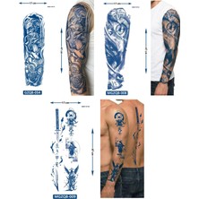 Airbrush Tattoo Tam Kol Kaplama 3 Adet Birden Yarı Kalıcı Geçici Dövme Aylık Set 4