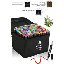 Esranın Dünyası 120'LI Çift Taraflı Art Marker Kalem Seti, Taşınabilir Çanta ile