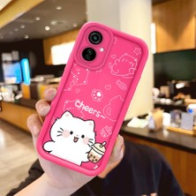 HONTINGA Tecno Camon 19 Neo ile Uyumlu Kılıfı Düşüme Önleyici Basitlik Anti Düşme Kamera Korumali Kedi Desen Gül Kırmızı Yumuşak Silikon Telefon Kılıfı Kadın ve Erkek Için Uygundur K8-0058