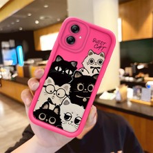 HONTINGA Samsung Galaxy A04E ile Uyumlu Kılıfı Düşüme Önleyici Basitlik Anti Düşme Kamera Korumali Kedi Desen Gül Kırmızı Yumuşak Silikon Telefon Kılıfı Kadın ve Erkek Için Uygundur K8-0057