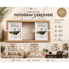Pionny 3 Fotoğraflı Büyük Boy Sürgülü Dekoratif Ahşap Çerçeve 13X18 cm – Açık Kahve Meşe