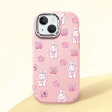 HONTINGA iPhone 13 Mini ile Uyumlu Kılıfı Kamera Korumalı Düşüme Önleyici Basitlik Pembe Yumuşak Silikon Telefon Kılıfı Köpek Desenli K4-0040