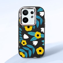 HONTINGA Vivo X200 Fe ile Uyumlu Kılıfı Kamera Korumalı Düşüme Önleyici Basitlik Siyah Yumuşak Silikon Telefon Kılıfı Çiçek Desenli K4-0041