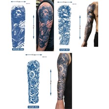Airbrush Tattoo Tam Kol Kaplama 3 Adet Birden Yarı Kalıcı Geçici Dövme Aylık Set 9