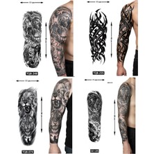 Airbrush Tattoo Güçlü Tarz 4 Adet Birden Tam Kol Kaplama 1 Hafta Kalıcı Geçici Dövme Seti