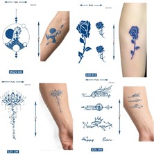 Airbrush Tattoo Küçük Boy 4 Adet Birden Yarı Kalıcı Geçici Dövme 1 Ay Kalıcı Dövmeler Set8