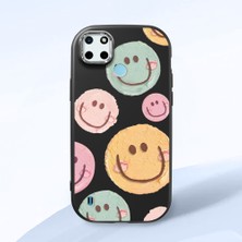 HONTINGA Realme C25Y ile Uyumlu Kılıfı Kamera Korumalı Düşüme Önleyici Basitlik Siyah Yumuşak Silikon Telefon Kılıfı Gülümseme Desenli K4-0043