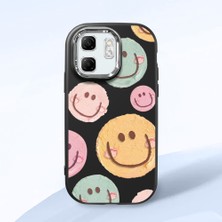HONTINGA Infinix Smart 9 ile Uyumlu Kılıfı Kamera Korumalı Düşüme Önleyici Basitlik Siyah Yumuşak Silikon Telefon Kılıfı Gülümseme Desenli K4-0043