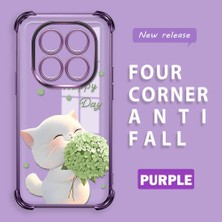 HONTINGA Xiaomi Redmi Note 14 Pro 4g ile Uyumlu Şeffaf Kılıfı Düşüme Önleyici Basitlik Anti Düşme Kamera Korumali Kedi Desen Yumuşak Silikon Telefon Kılıfı Kadın ve Erkek Için Uygundur K3-0040