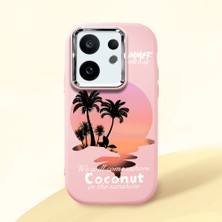 HONTINGA Vivo X200 Fe ile Uyumlu Kılıfı Kamera Korumalı Düşüme Önleyici Basitlik Pembe Yumuşak Silikon Telefon Kılıfı Manzara Desenli K4-0046
