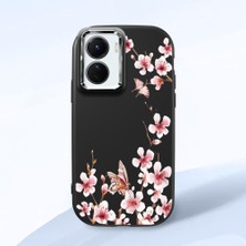 HONTINGA Vivo Y02S ile Uyumlu Kılıfı Kamera Korumalı Düşüme Önleyici Basitlik Siyah Yumuşak Silikon Telefon Kılıfı Dal Desenli K4-0044