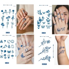 Airbrush Tattoo Zarif Tarz 4 Adet Birden Yarı Kalıcı Minimal Parmak ve El Üstü Aylık Geçici Dövmeler