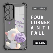 HONTINGA Samsung Galaxy A35 ile Uyumlu Şeffaf Kılıfı Düşüme Önleyici Basitlik Anti Düşme Kamera Korumali Kedi Desen Yumuşak Silikon Telefon Kılıfı Kadın ve Erkek Için Uygundur K3-0041