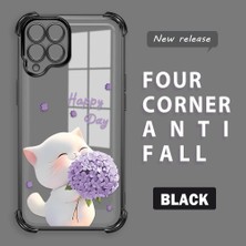 HONTINGA Samsung Galaxy M33 5g ile Uyumlu Şeffaf Kılıfı Düşüme Önleyici Basitlik Anti Düşme Kamera Korumali Kedi Desen Yumuşak Silikon Telefon Kılıfı Kadın ve Erkek Için Uygundur K3-0041