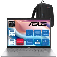 Asus Vivobook M3407GA Amd Ryzen Aı 7 445 Aı 32GB Ddr5 1tb SSD 14.0-Inch, Wuxga (1920 x 1200) OLED 0.2ms 300NITS Freedos Taşınabilir Bilgisayar WSF013F13+ZETTAÇANTA